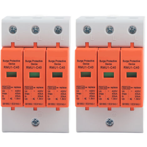 Disjoncteur de protection contre les surtensions 2P, montage rail DIN, 420V AC, pour installation domestique, RMU1-C40, 3 pôles