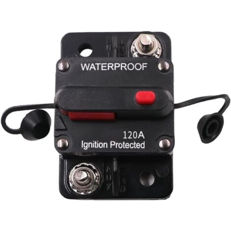 Disjoncteur de Voiture 150A, DC 12V - 48V Disjoncteur Étanche avec Réinitialisation Manuelle pour Moteur Auto Voiture Marine Bateau Vélo Stéréo Audio