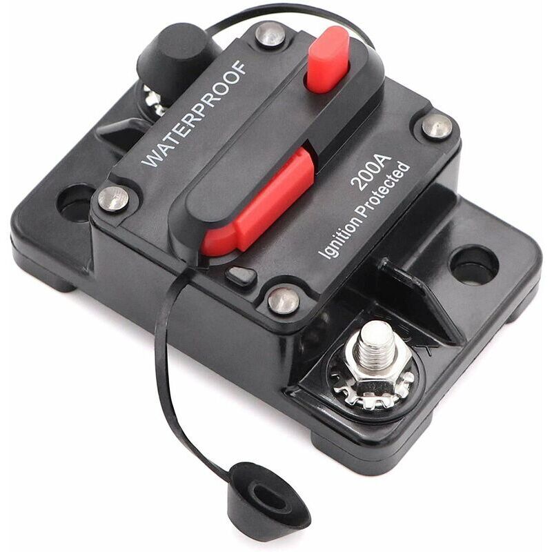 Disjoncteur de voiture 200 A 12 V-48 V DC étanche avec support de fusible à réinitialisation manuelle pour voiture, bateau (200 A)