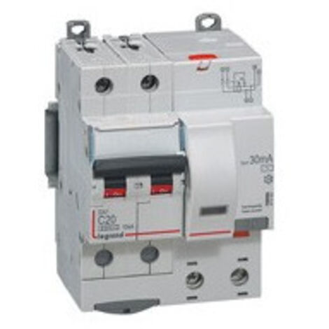 Disjoncteur diff mono dx3 6000-vis/auto-2p 230/400v-20a-typeac-300ma-10ka-courbec-tête (411181)