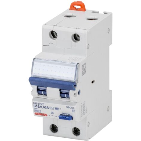 DISJONCTEUR DIFF.COMPACT 2P C16 6KA F/0,03 2M GEWISS GW95937