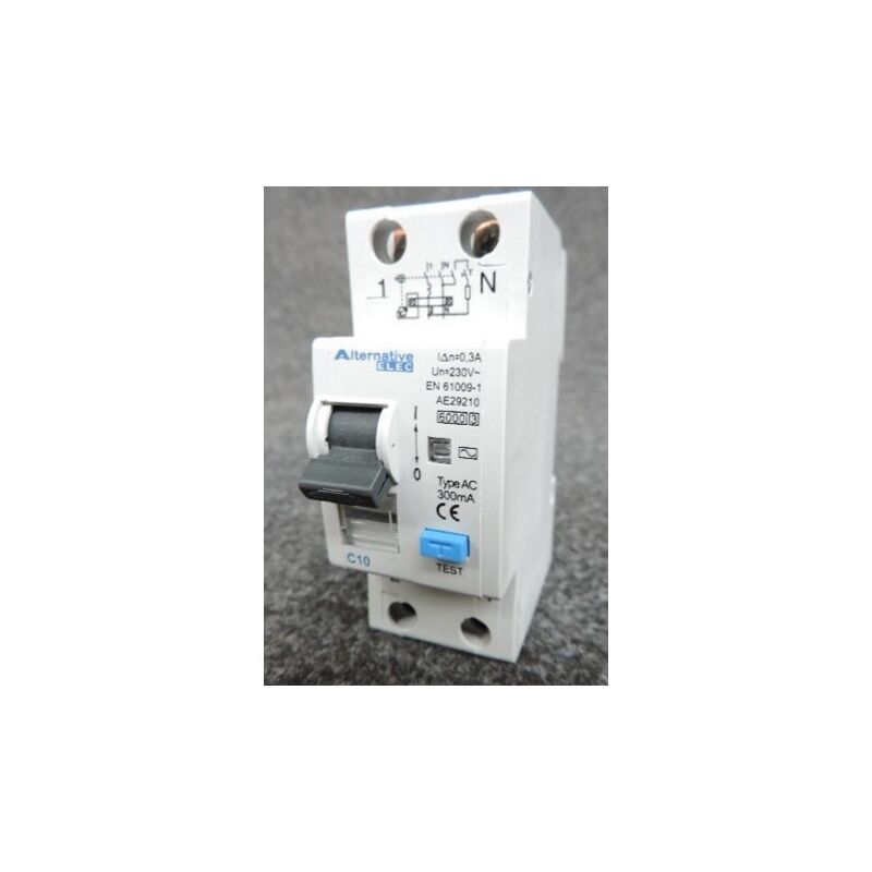 Disjoncteur differentiel 10A 2P courbe c 6kA protection 300mA type ac bornes vis 2M Alternative Elec AE29210