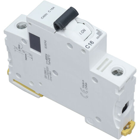 Disjoncteur Différentiel 1P 16A pour Tableau Électrique, 230V/400V - Référence IC65N C16 Montage sur Rail DIN