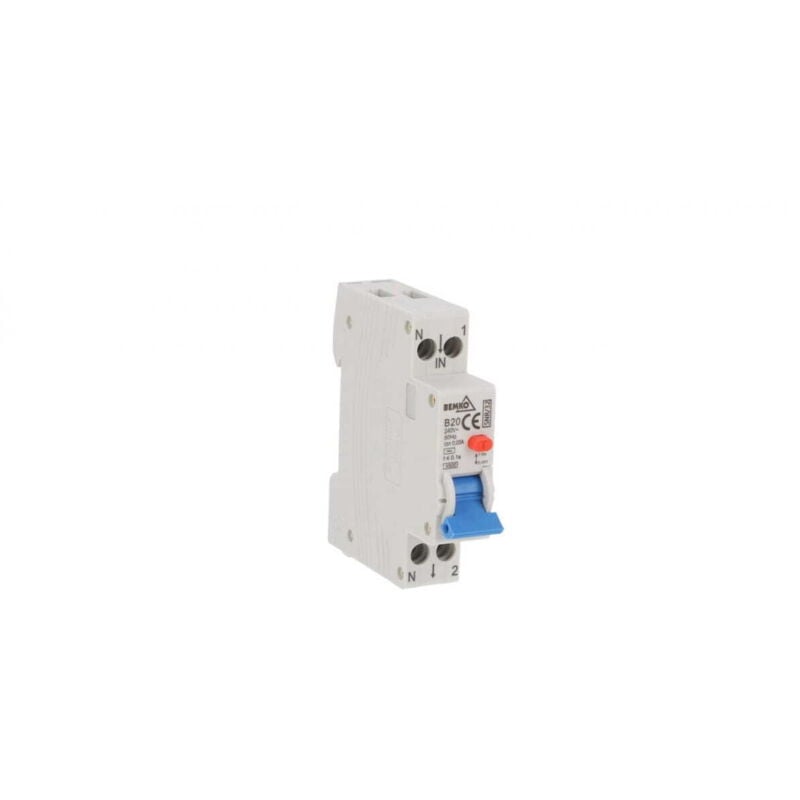 Disjoncteur différentiel 1P - 20A - 30mA - Type AC - Courbe B - Rail DIN