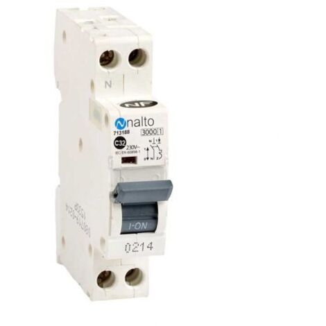 Disjoncteur différentiel 1P+N 32A – Courbe C instantanée – Tension 230V – Connexion à vis – Protection 3000A – Nalto - VIS 32 A