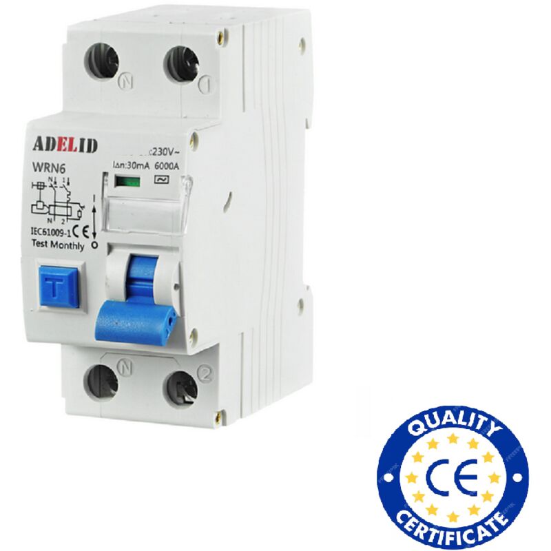 Disjoncteur Différentiel 1p+n 20A - 30 ma -courbe c - 6 kA