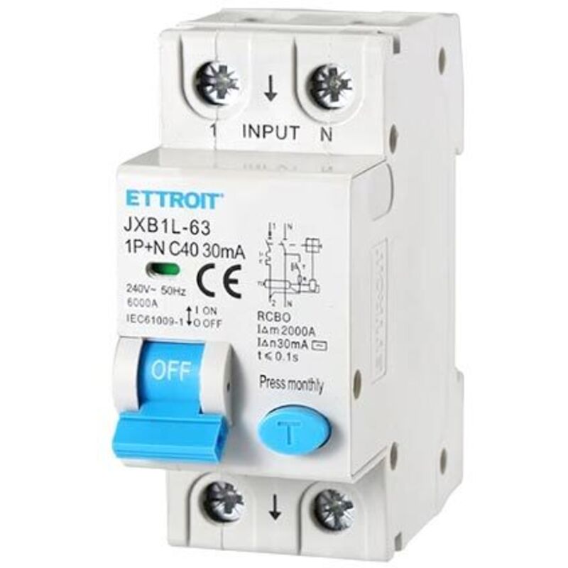 Disjoncteur à courant résiduel 1P+N 40A 6KA 30mA 220V