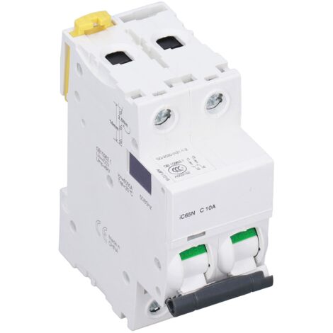 Disjoncteur différentiel 2P 10A 400V IC65N pour installation électrique - Protection courant résiduel rail DIN