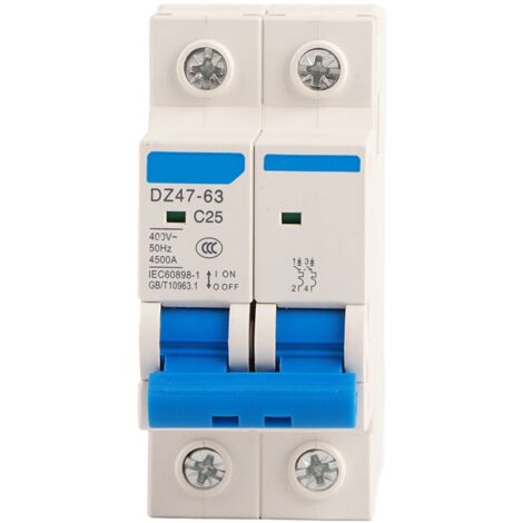 Disjoncteur Différentiel 2P 25A 400VAC DZ47-63 pour Sécurité Électrique