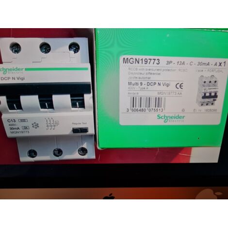 DISJONCTEUR DIFFERENTIEL  3P  13A 30mA-A TYPE A SCHNEIDER  DCP N VIGI MGN19773