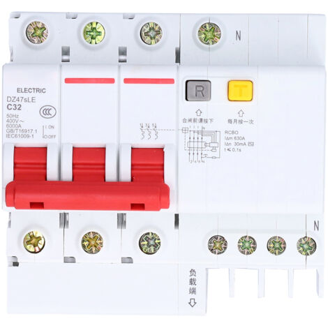 Disjoncteur différentiel 3P+N 400V AC pour rail DIN - Protection des circuits miniatures