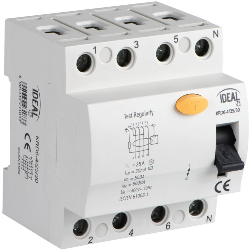 Disjoncteur différentiel, 4P KRD6-4