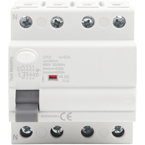 Disjoncteur différentiel 63A 4P 400VAC GYL9 - Sécurité électrique et protection des circuits