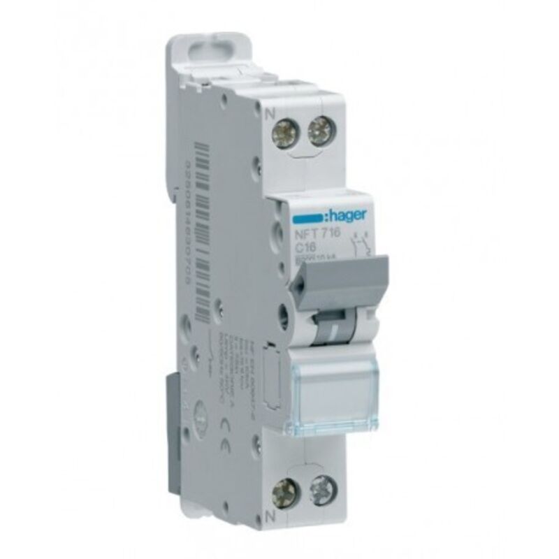 Hager - NGT710 - Disjoncteur modulaire 1P+N 6-10kA D-10A 1m