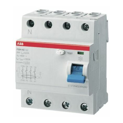 Disjoncteur différentiel ABB FH200, 4 Pôles, 63A, 30mA, Type AC ( Prix pour 1 )