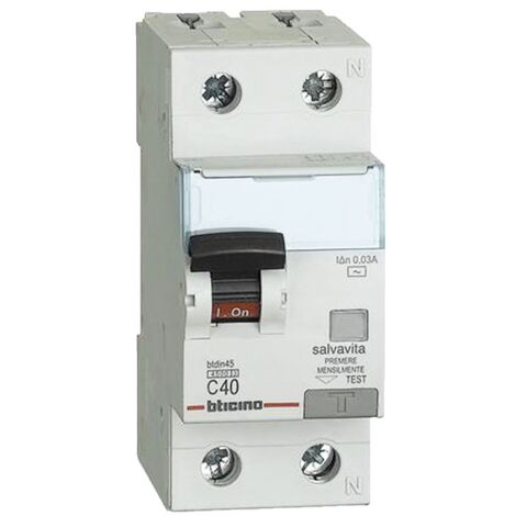 Disjoncteur différentiel Bticino 40A 1P+N 30MA AC 4.5KA GA8813AC40