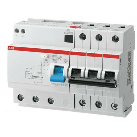 Disjoncteur Différentiel DS200 3P 63A Cbe C 6000A/10KA 30mA Type A 2CSR253101R1634 ABB L286240