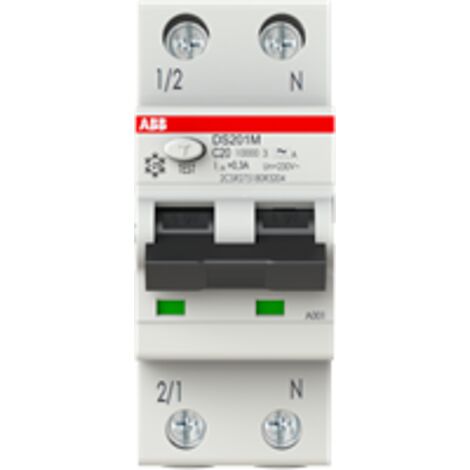 Disjoncteur différentiel  DS201M 1P+N (Neutre à droite) C20 300mA 10kA A - ABB2CSR275180R3204