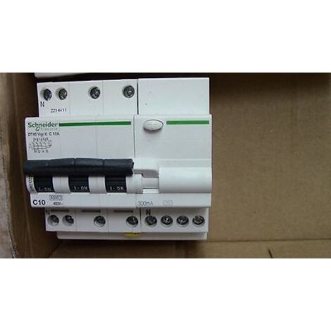 DISJONCTEUR DIFFERENTIEL DT40 3P+N VIGI K C10 10A 300mA-AC SCHNEIDER A9N21122