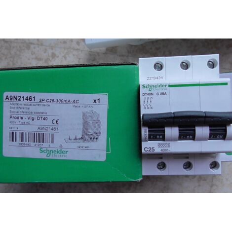 DISJONCTEUR DIFFERENTIEL DT40N 3P C 25A 300mA-AC SCHNEIDER A9N21461