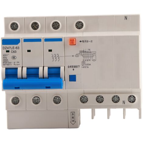 Disjoncteur différentiel DZ47LE-63 3P 63A 30mA 230V - Protection courant résiduel