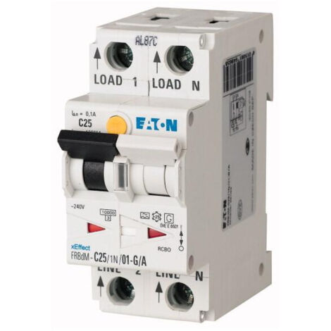 Disjoncteur différentiel électronique FRBdM 30mA courbe C 1P+N Type G/A 13A EATON FRBDM-C13/1N/003-G/A