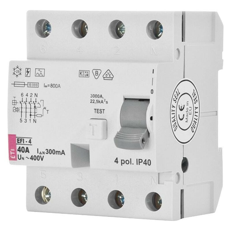 ETI - Disjoncteur différentiel EFI-P4, 4 pôles, 25A, 0,5A, type a, à action instantanée