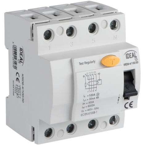 Disjoncteur différentiel idéal KRD6 4P 100A AC 30mA