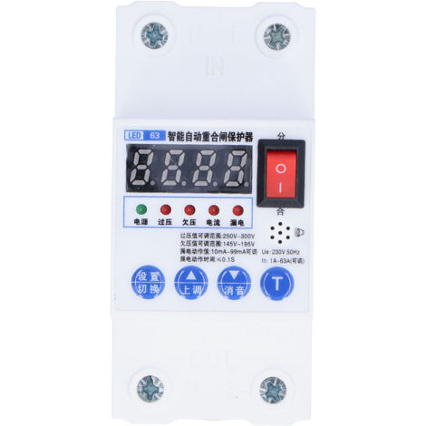Disjoncteur différentiel intelligent à réarmement automatique, largeur 45 mm, 230 V CA, 50 Hz
