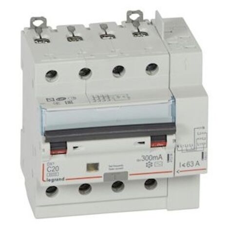 disjoncteur différentiel legrand dx3 20a courbe c 300ma 4 poles type ac - vis / auto