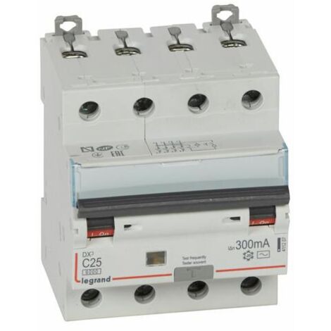 disjoncteur différentiel legrand dx3 25a courbe c 300ma 4 poles type ac - vis / vis