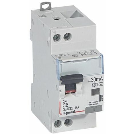 disjoncteur différentiel legrand dx3 6a courbe c 30ma 2 poles type ac - vis / vis - 6ka