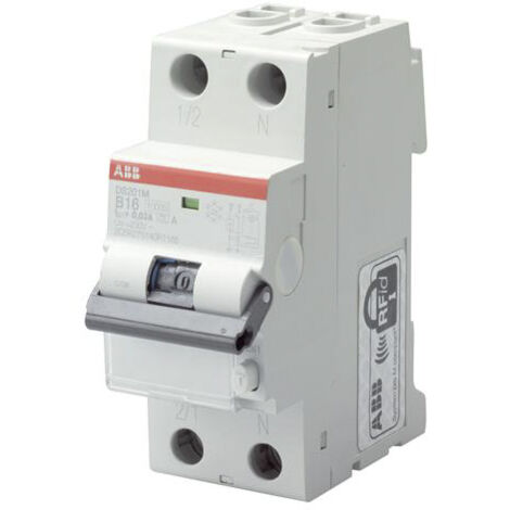 Disjoncteur différentiel magnéto-thermique ABB 16A 1P+N, sensibilité 300mA Type C, Montage rail DIN, DS201 ( Prix pour 1 )