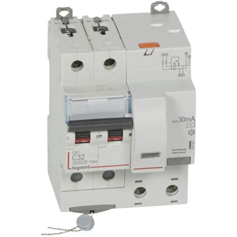 Disjoncteur différentiel monobloc DX³6000 10kA 2 Pôles 230V 32A type AC 30mA LEGRAND 411167