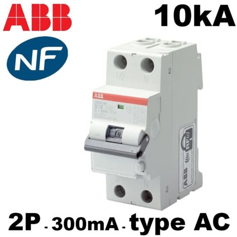 Disjoncteur différentiel Phase Neutre - 10kA - 300mA - Type A - Courbe C - 6A ou 25A - Calibre disjoncteur - Calibre 25A - type A - 10kA - 2P