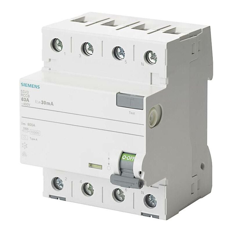 5SV33446 Interrupteur différentiel a 4 pôles 40 a 0.03 a 400 v W909211 - Siemens
