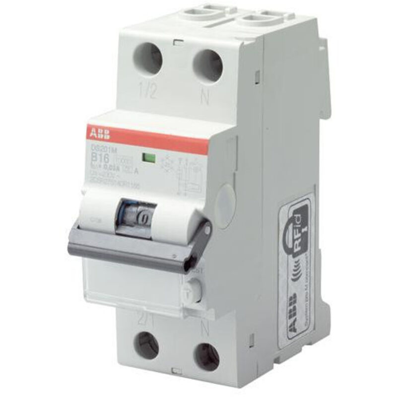 Disjoncteur différentiel DS201L 1P+N - Courbe C - 4,5/6 kA - Type AC - 20A 30mA - ABB