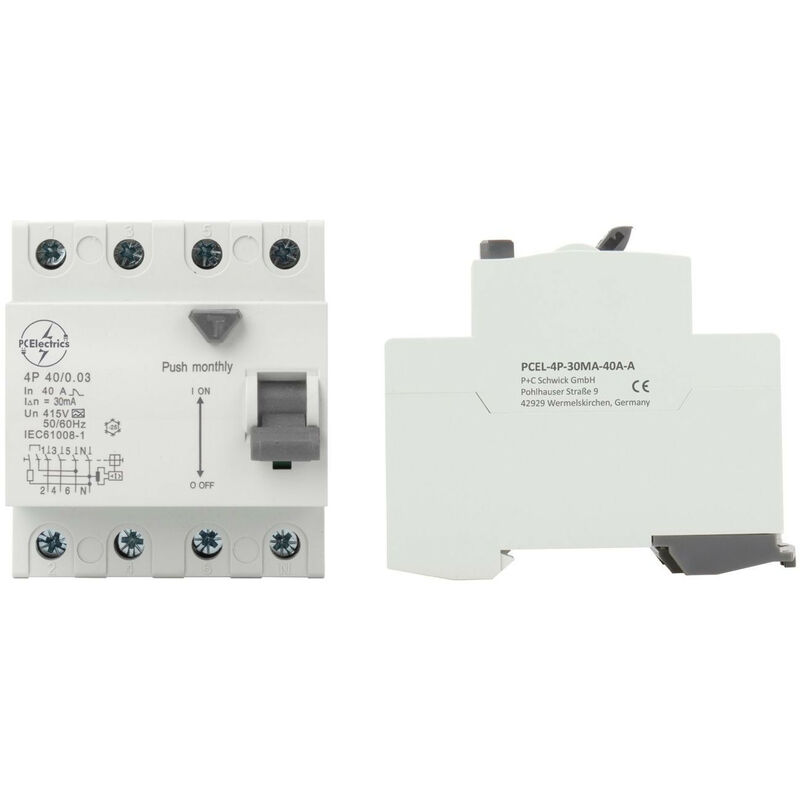 Disjoncteur différentiel Rccb 3p+n 40a 415vac Pcel-4p-30ma-40-a