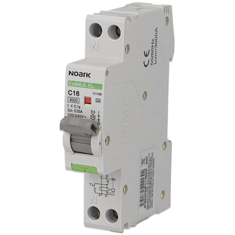 Disjoncteur différentiel 'slim' 10A / 30mA type a Noark Ex9NLE el
