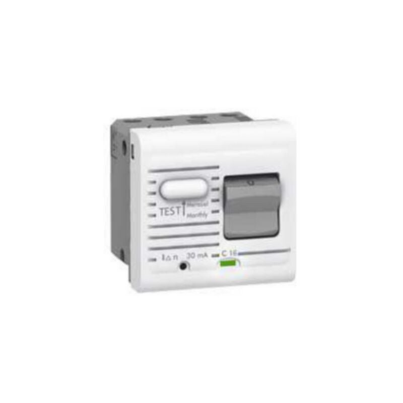 Legrand - Disjoncteur différentiel Uni+Neutre 230V 16A 10mA Mosaic 2 modules blanc 077534