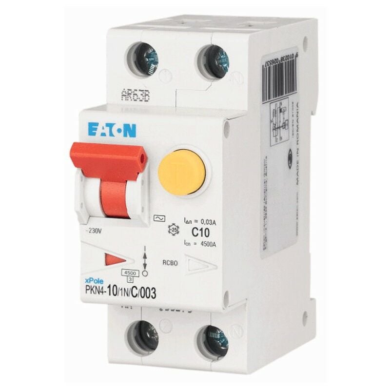 Magnétothermique Différentiel Eaton 10A 1P+N 6kA 30mA courbe c type ac 2M 236933