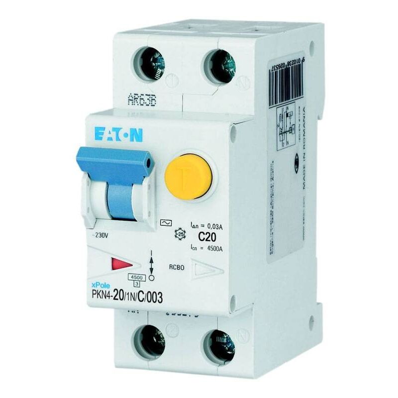 Magnétothermique Différentiel Eaton 20A 1P+N 4.5kA 30mA courbe c type ac 2M 2371011