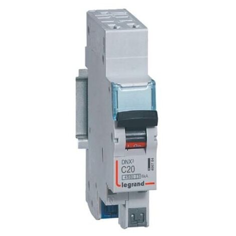 Legrand Disjoncteur Phase+Neutre DNX³4500 6kA arrivée et sortie borne automatique - 1P+N 230V 20A courbe C - 1 module