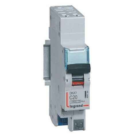 Legrand Disjoncteur Phase+Neutre DNX³4500 6kA arrivée et sortie borne automatique - 1P+N 230V 20A courbe C - 1 module