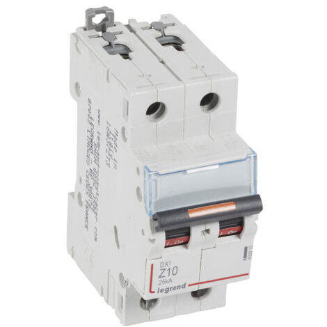 Disjoncteur DX 25 kA courbe Z 2P 230-400V alternatif 10A vis-vis 2 modules (409912)