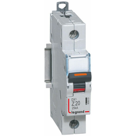 Disjoncteur DX³ 25kA arrivée haute et départ bas à vis 1P 230V à 400V - 20A courbe Z - 1 module LEGRAND 409903