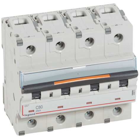 Disjoncteur DX³ 25kA arrivée haute et départ bas à vis 4 Pôles 400V 80A courbe C 6 modules LEGRAND 409801