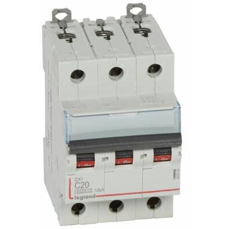 Disjoncteur DX³6000 10kA arrivée haute et départ bas à vis 3P 400V - 20A - courbe c - pour peigne HX³ traditionnel - 407830 Legrand