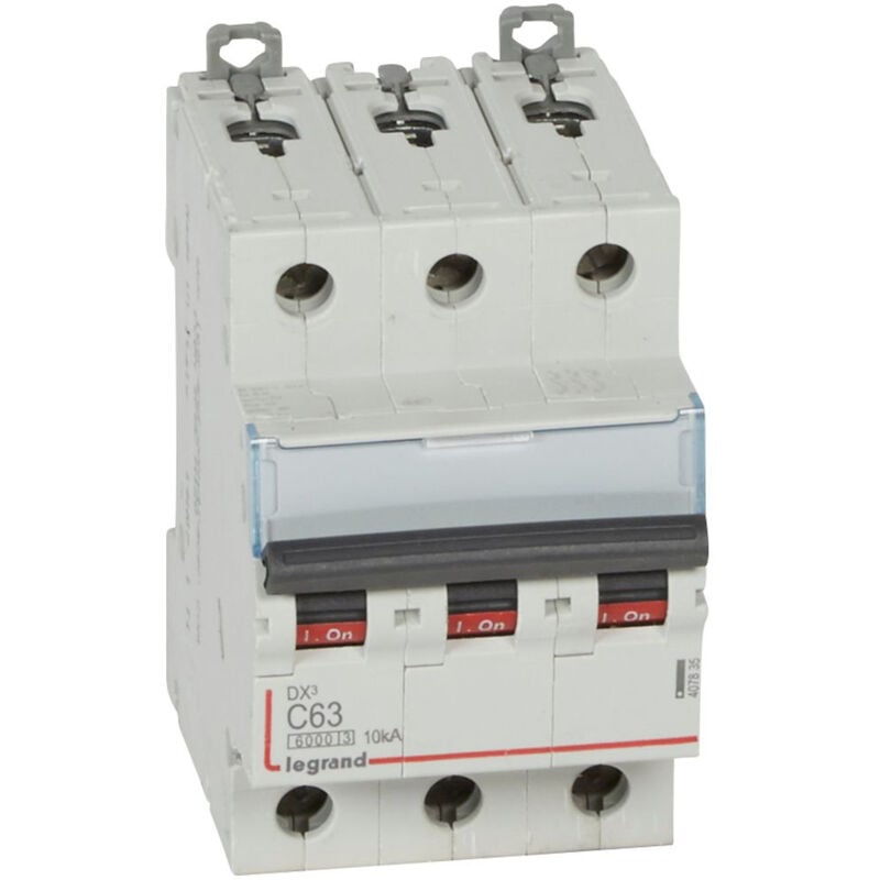 Legrand - Disjoncteur DX³6000 10kA arrivée haute et départ bas à vis 3 Pôles 400V 63A courbe c pour peigne HX³ traditionnel 407835