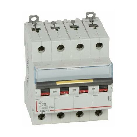 Disjoncteur DX³10000 16kA à vis 4 Pôles 400V 20A courbe C 4 modules LEGRAND 409356